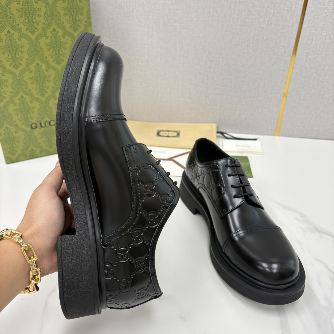 💋💍G家新品 古-驰 GUCC* 压花男士厚底GG细节系带德比鞋皮鞋 官方 9,500 Gucc* 鞋履