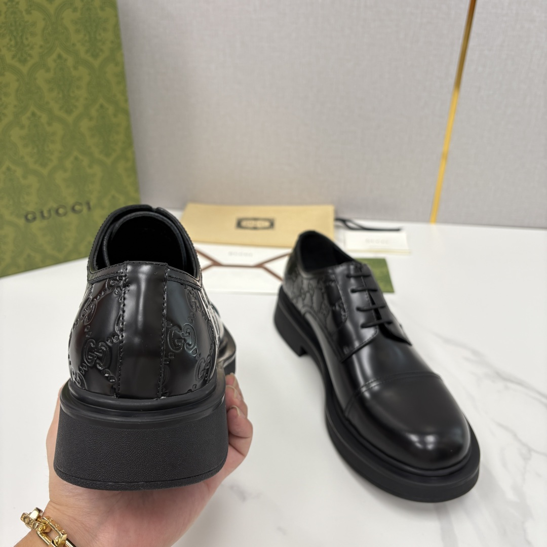 💋💍G家新品 古-驰 GUCC* 压花男士厚底GG细节系带德比鞋皮鞋 官方 9,500 Gucc* 鞋履
