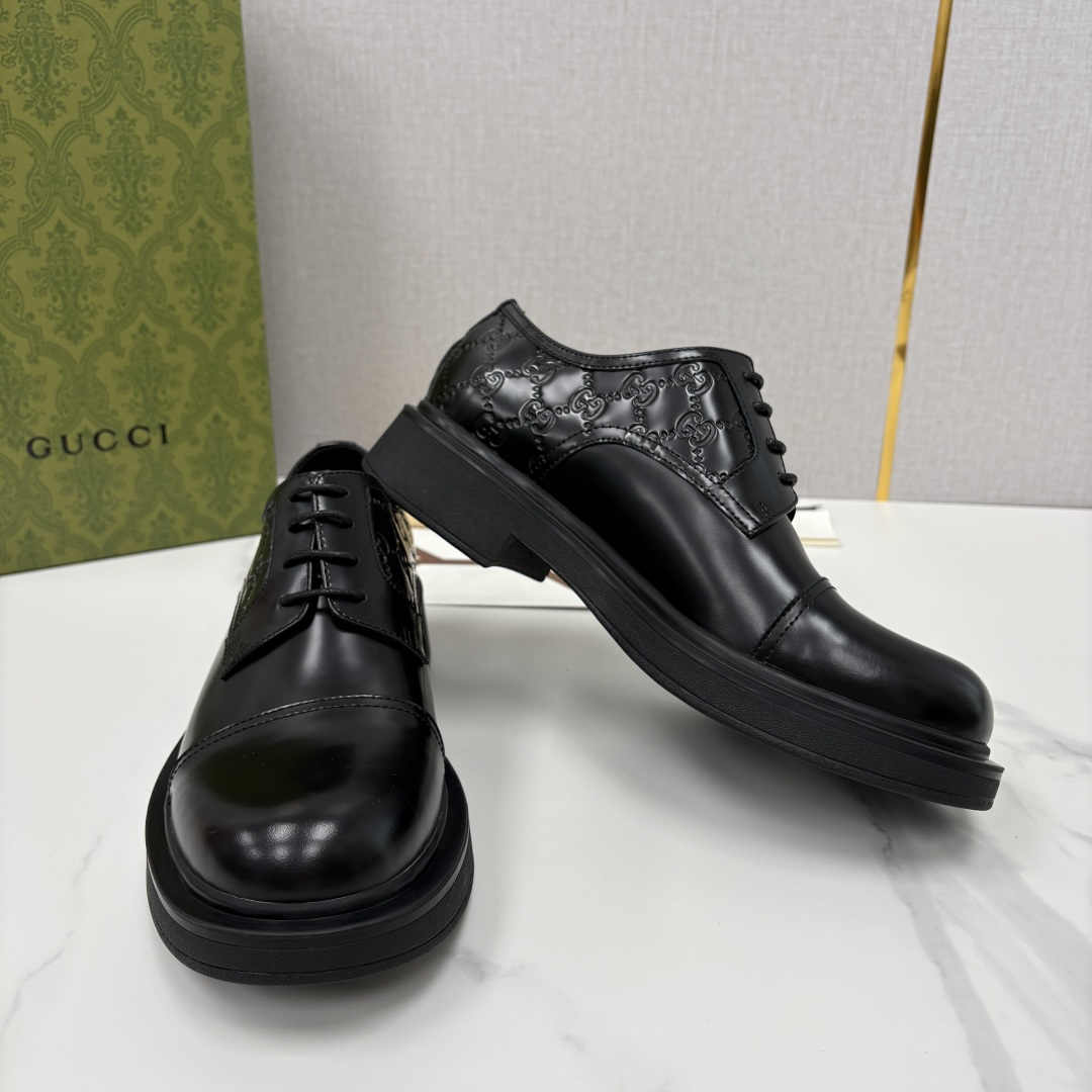 💋💍G家新品 古-驰 GUCC* 压花男士厚底GG细节系带德比鞋皮鞋 官方 9,500 Gucc* 鞋履