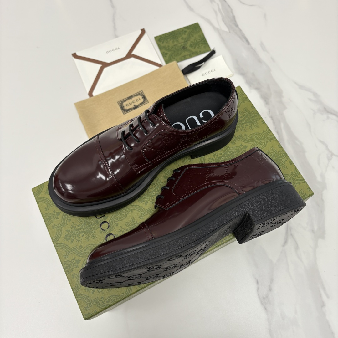 💋💍G家新品 古-驰 GUCC* 压花男士厚底GG细节系带德比鞋皮鞋 官方 9,500 Gucc* 鞋履