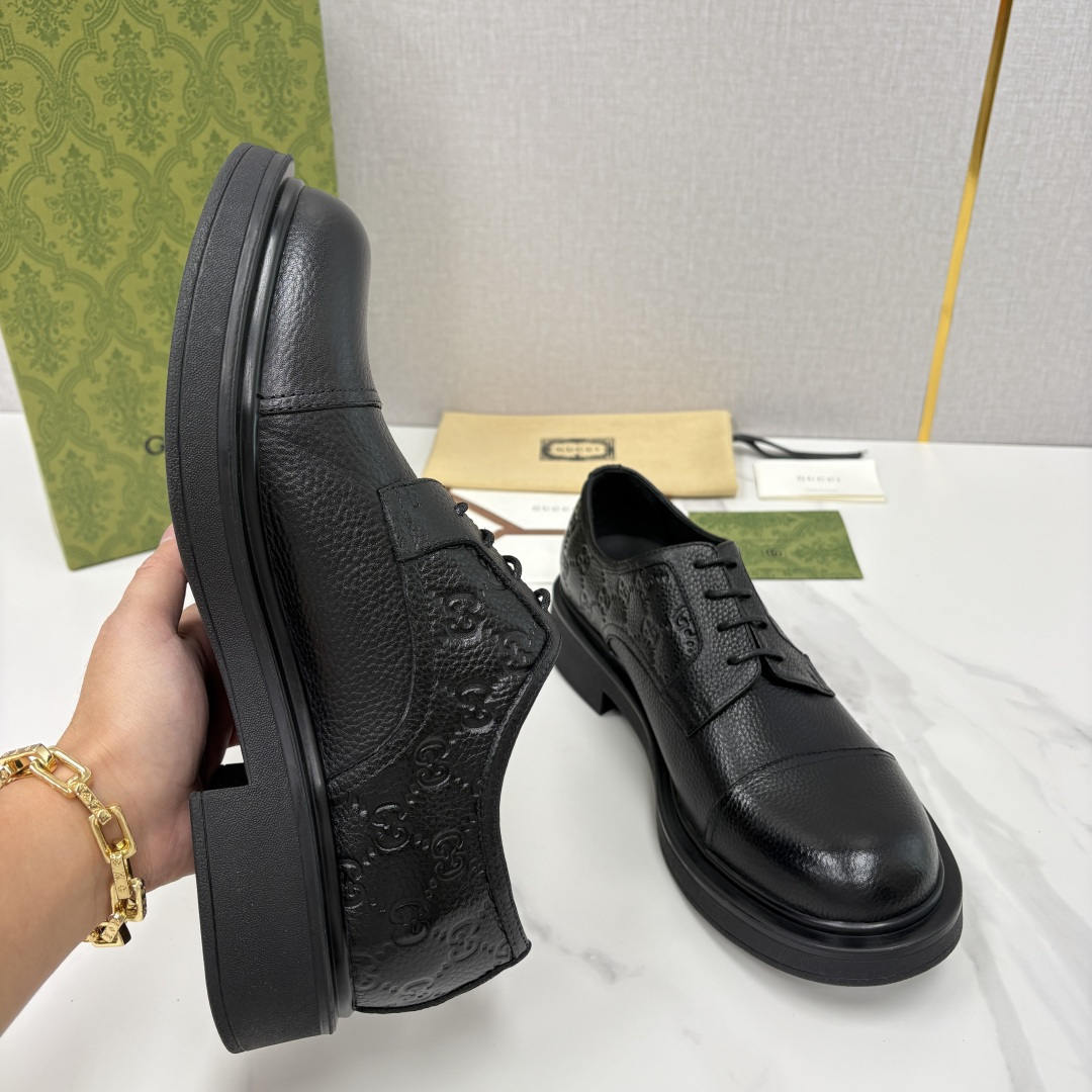 💋💍G家新品 古-驰 GUCC* 压花男士厚底GG细节系带德比鞋皮鞋 官方 9,500 Gucc* 鞋履