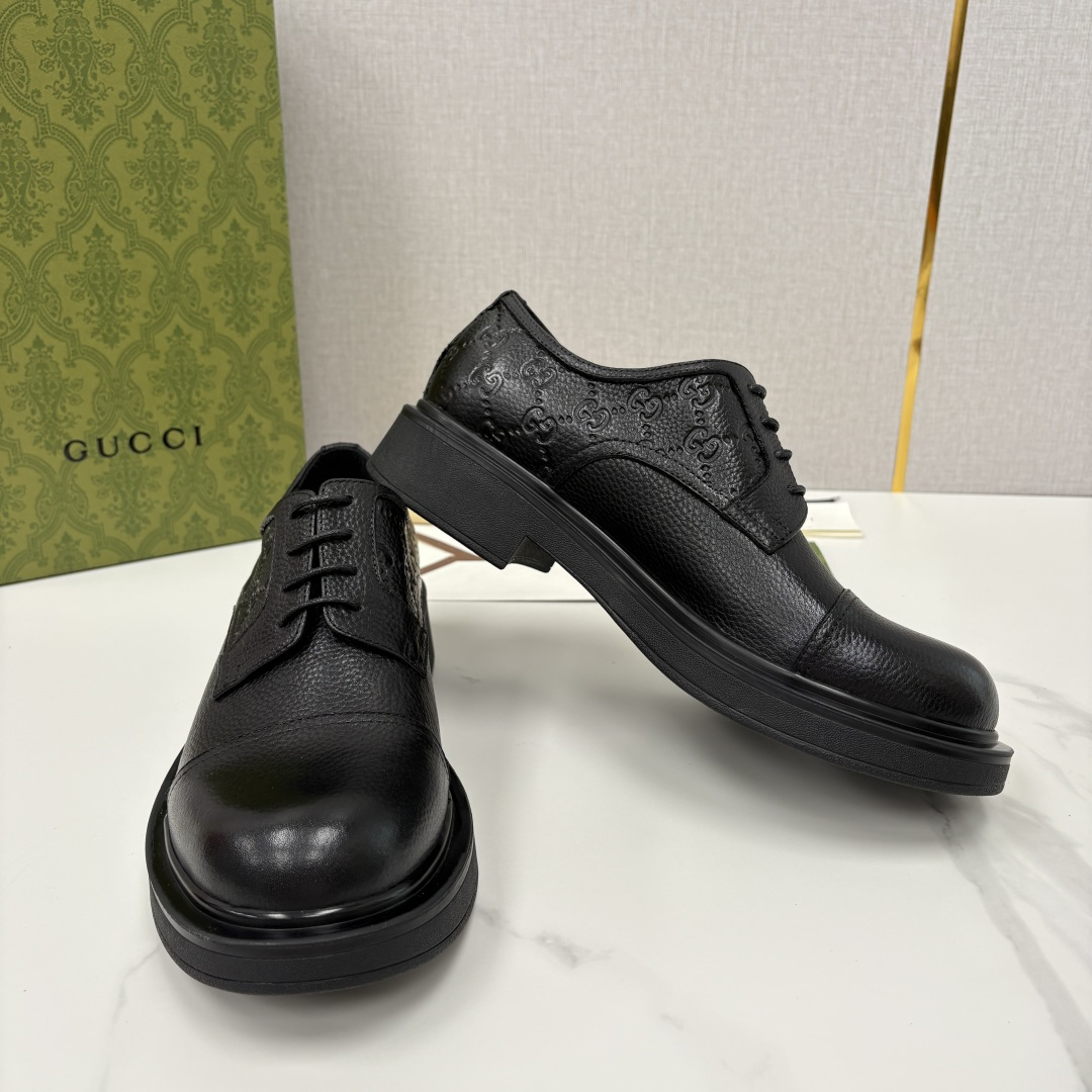 💋💍G家新品 古-驰 GUCC* 压花男士厚底GG细节系带德比鞋皮鞋 官方 9,500 Gucc* 鞋履