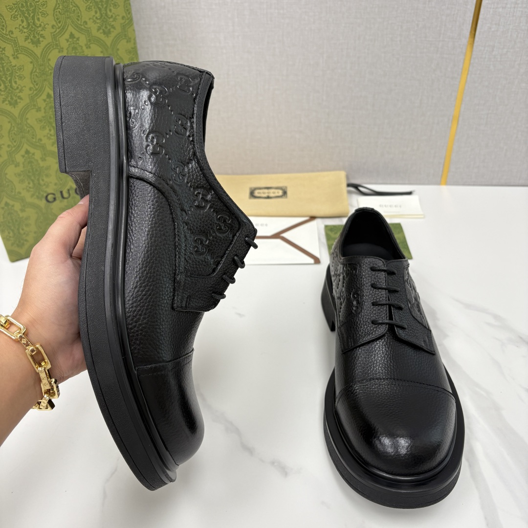💋💍G家新品 古-驰 GUCC* 压花男士厚底GG细节系带德比鞋皮鞋 官方 9,500 Gucc* 鞋履