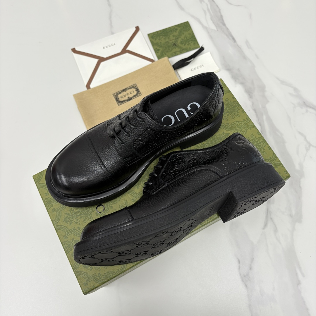 💋💍G家新品 古-驰 GUCC* 压花男士厚底GG细节系带德比鞋皮鞋 官方 9,500 Gucc* 鞋履