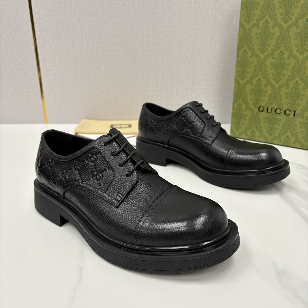💋💍G家新品 古-驰 GUCC* 压花男士厚底GG细节系带德比鞋皮鞋 官方 9,500 Gucc* 鞋履