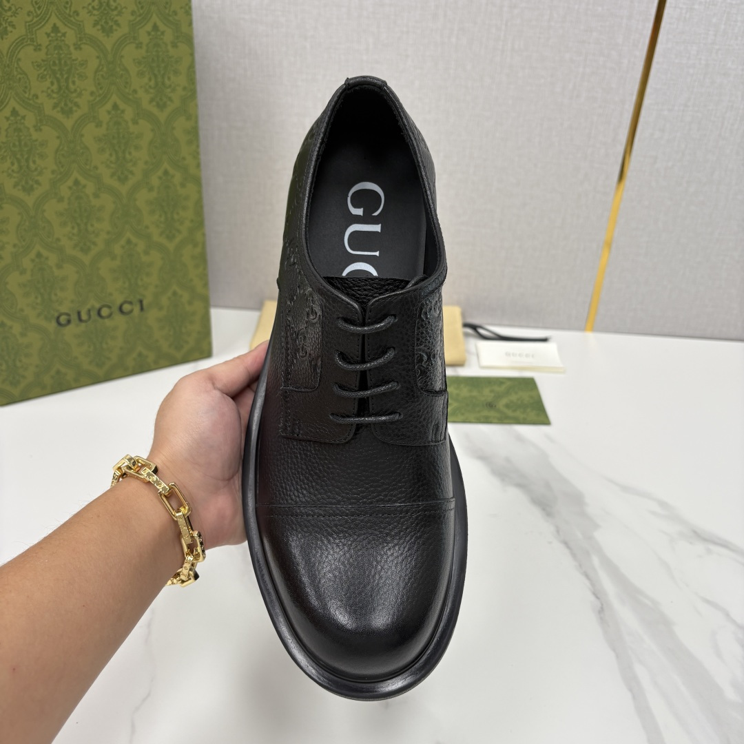 💋💍G家新品 古-驰 GUCC* 压花男士厚底GG细节系带德比鞋皮鞋 官方 9,500 Gucc* 鞋履