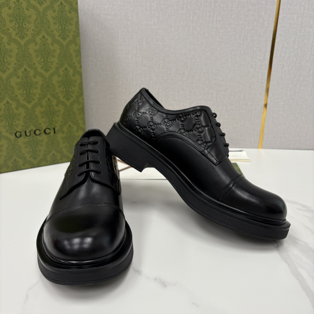 💋💍G家新品 古-驰 GUCC* 压花男士厚底GG细节系带德比鞋皮鞋 官方 9,500 Gucc* 鞋履