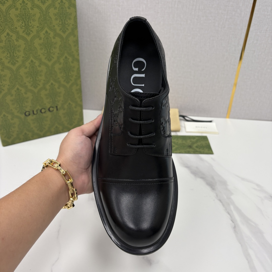 💋💍G家新品 古-驰 GUCC* 压花男士厚底GG细节系带德比鞋皮鞋 官方 9,500 Gucc* 鞋履