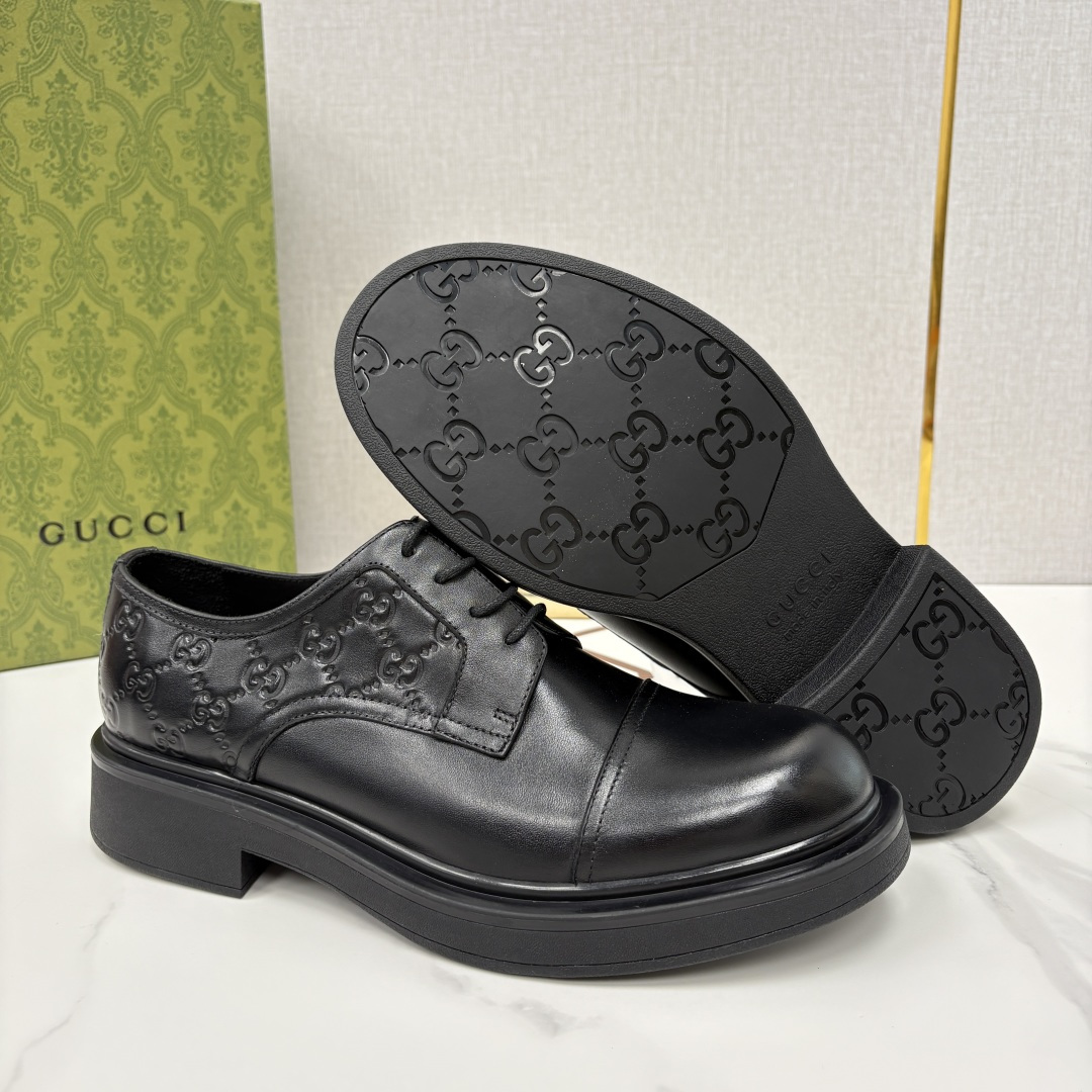 💋💍G家新品 古-驰 GUCC* 压花男士厚底GG细节系带德比鞋皮鞋 官方 9,500 Gucc* 鞋履