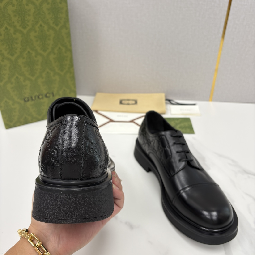 💋💍G家新品 古-驰 GUCC* 压花男士厚底GG细节系带德比鞋皮鞋 官方 9,500 Gucc* 鞋履