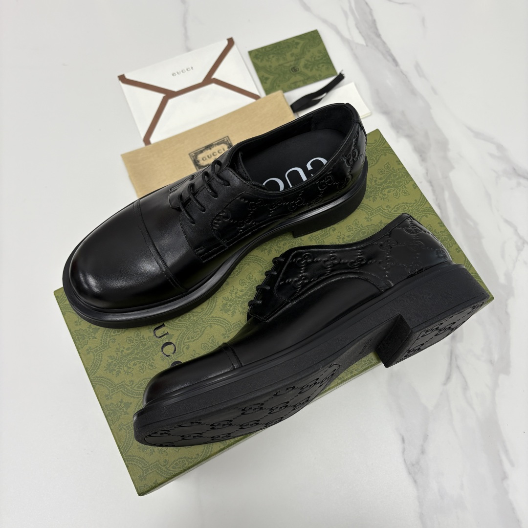 💋💍G家新品 古-驰 GUCC* 压花男士厚底GG细节系带德比鞋皮鞋 官方 9,500 Gucc* 鞋履