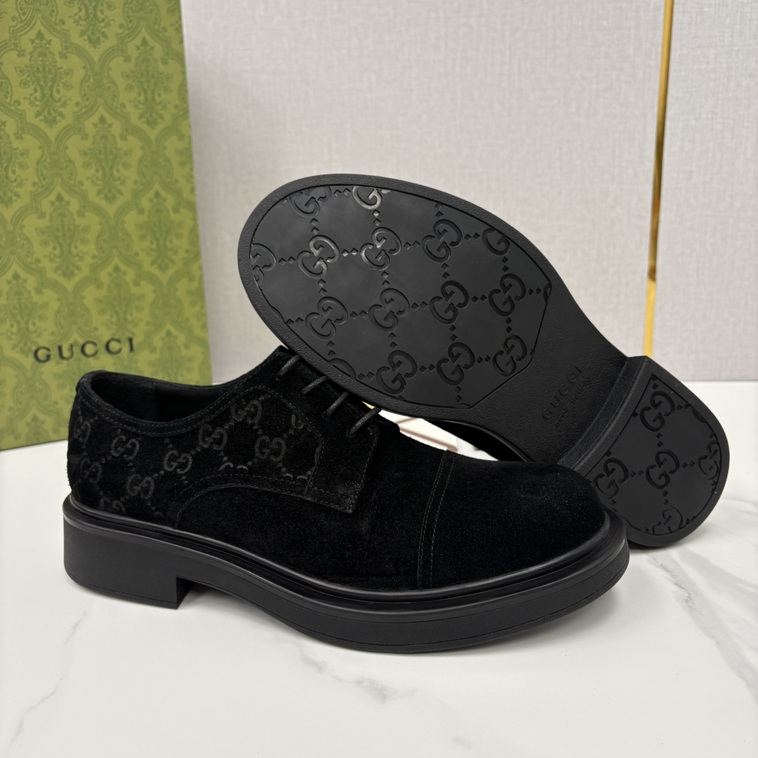 💋💍G家新品 古-驰 GUCC* 压花男士厚底GG细节系带德比鞋皮鞋 官方 9,500 Gucc* 鞋履