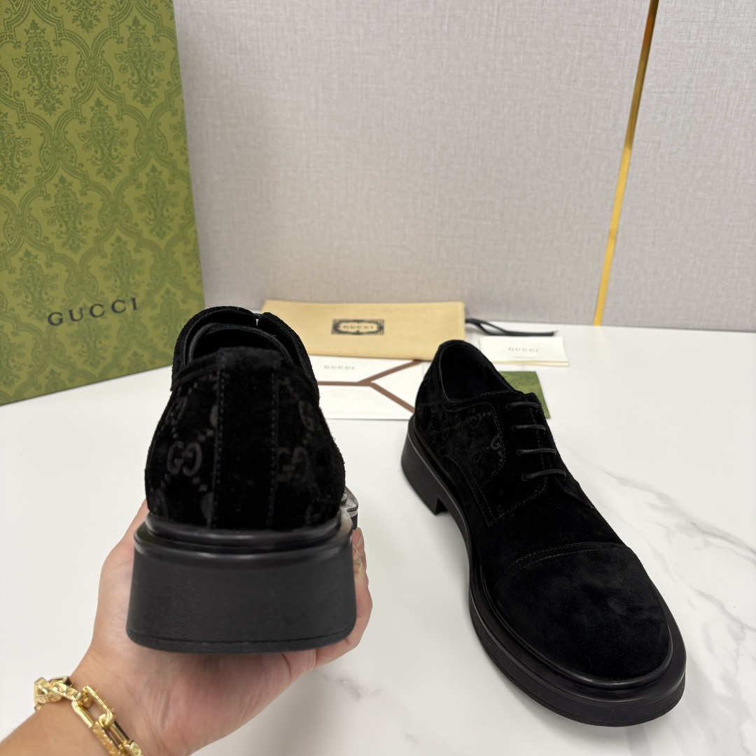 💋💍G家新品 古-驰 GUCC* 压花男士厚底GG细节系带德比鞋皮鞋 官方 9,500 Gucc* 鞋履