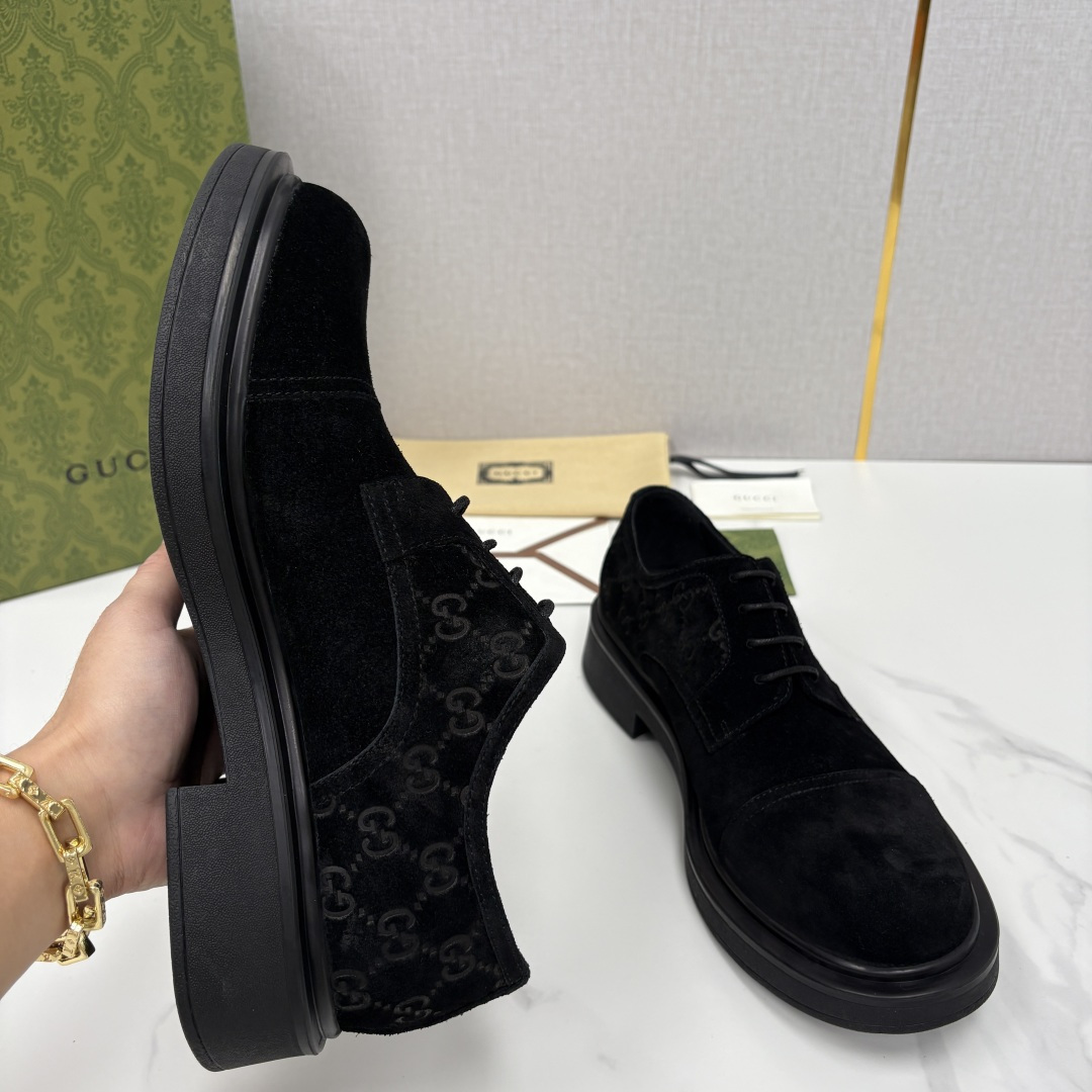 💋💍G家新品 古-驰 GUCC* 压花男士厚底GG细节系带德比鞋皮鞋 官方 9,500 Gucc* 鞋履