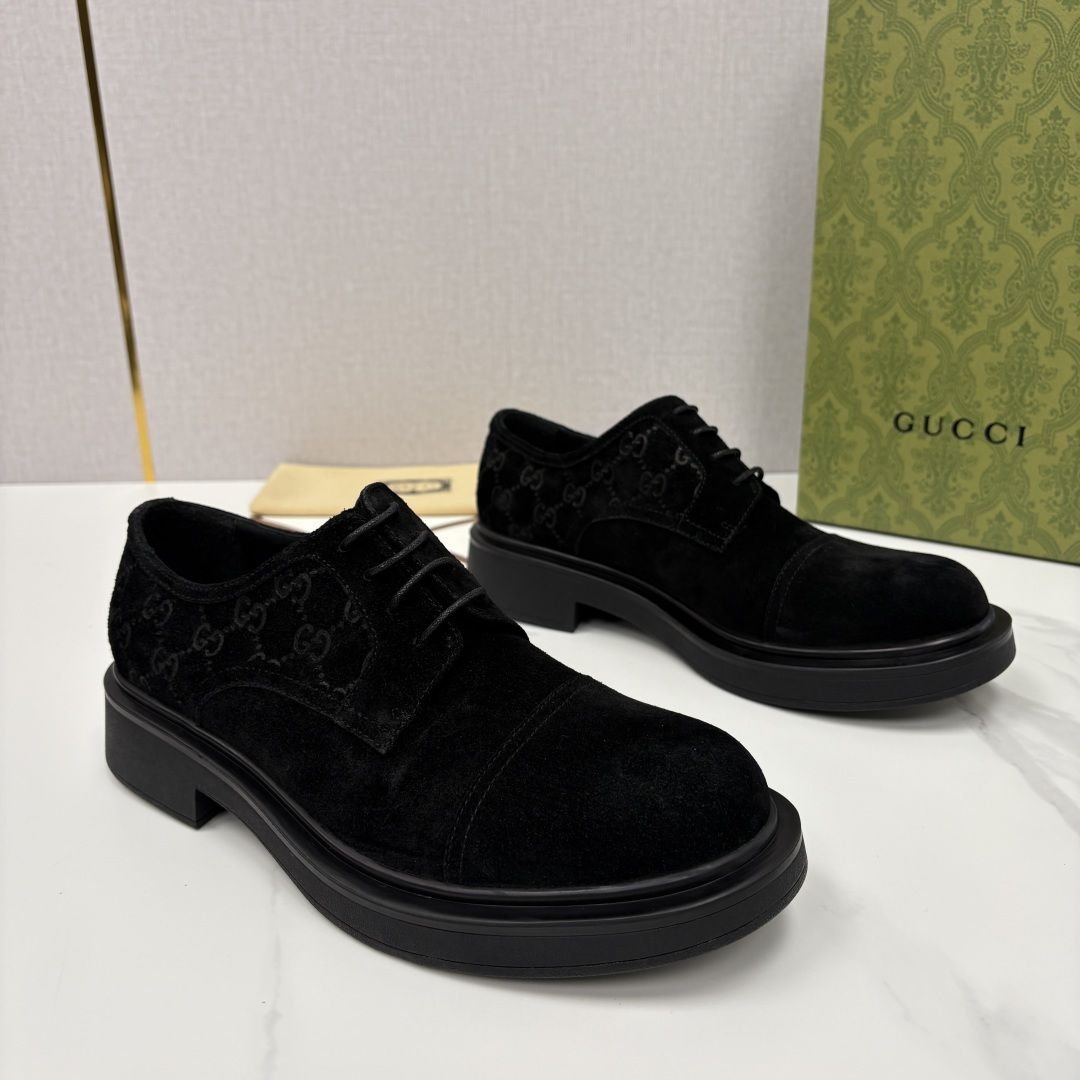💋💍G家新品 古-驰 GUCC* 压花男士厚底GG细节系带德比鞋皮鞋 官方 9,500 Gucc* 鞋履