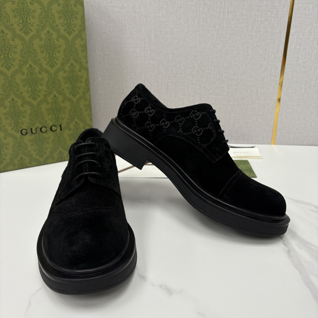 💋💍G家新品 古-驰 GUCC* 压花男士厚底GG细节系带德比鞋皮鞋 官方 9,500 Gucc* 鞋履