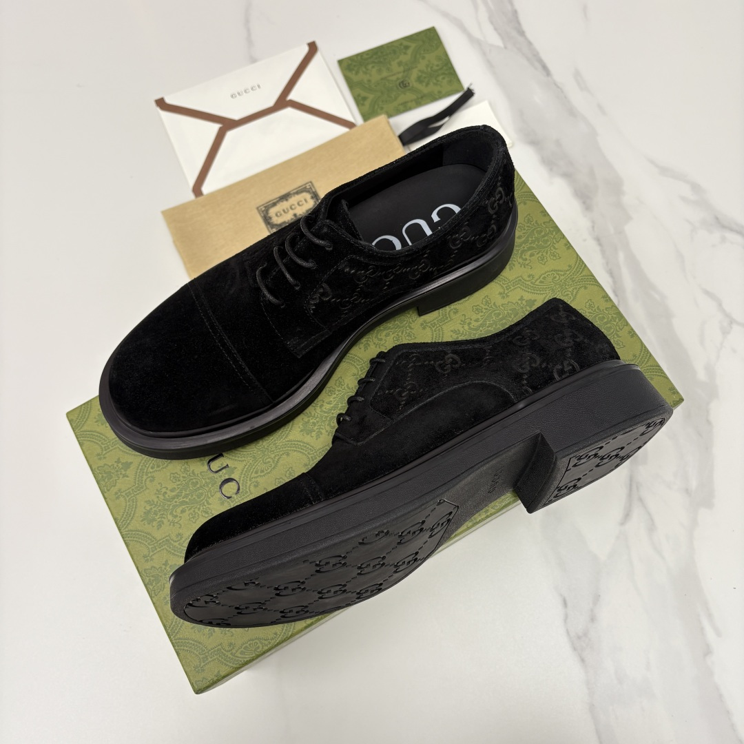 💋💍G家新品 古-驰 GUCC* 压花男士厚底GG细节系带德比鞋皮鞋 官方 9,500 Gucc* 鞋履