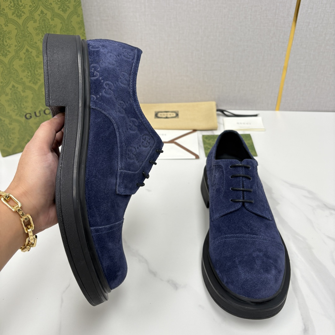💋💍G家新品 古-驰 GUCC* 压花男士厚底GG细节系带德比鞋皮鞋 官方 9,500 Gucc* 鞋履