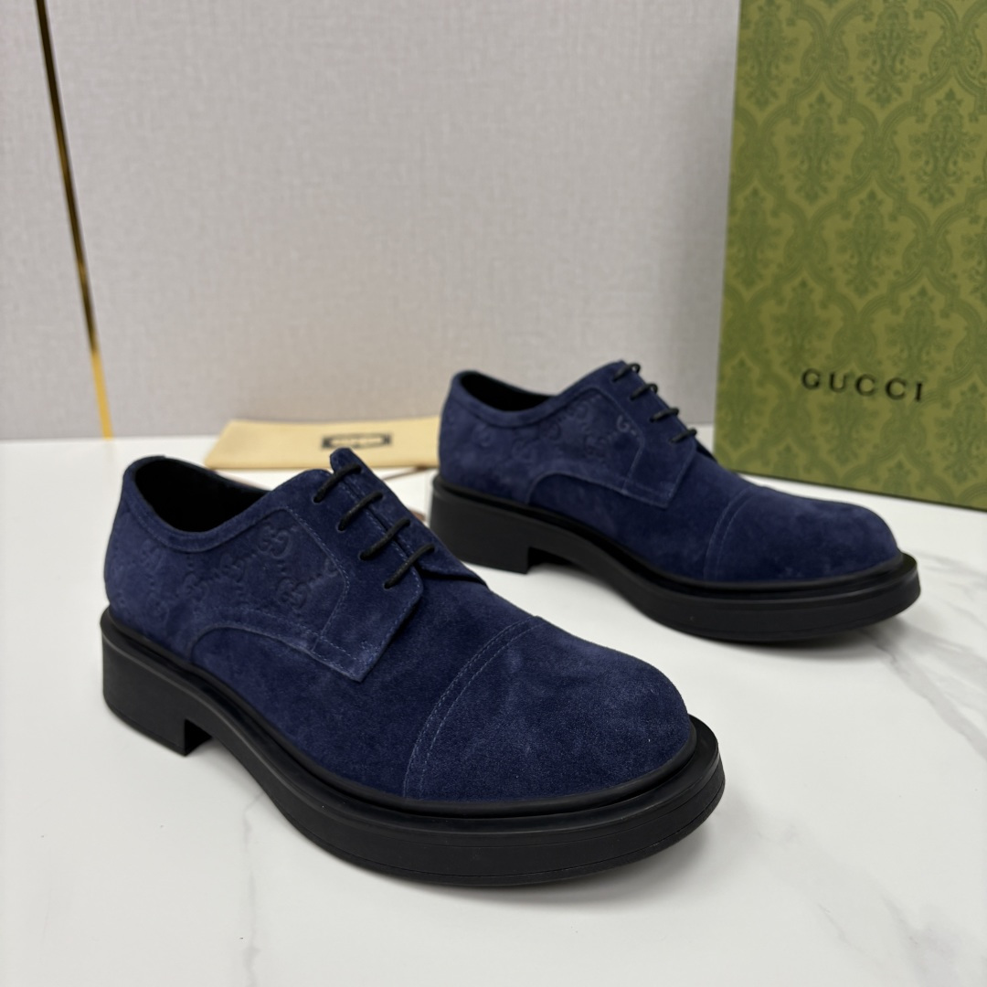 💋💍G家新品 古-驰 GUCC* 压花男士厚底GG细节系带德比鞋皮鞋 官方 9,500 Gucc* 鞋履
