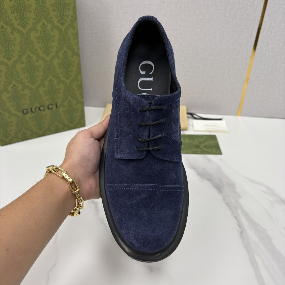 💋💍G家新品 古-驰 GUCC* 压花男士厚底GG细节系带德比鞋皮鞋 官方 9,500 Gucc* 鞋履