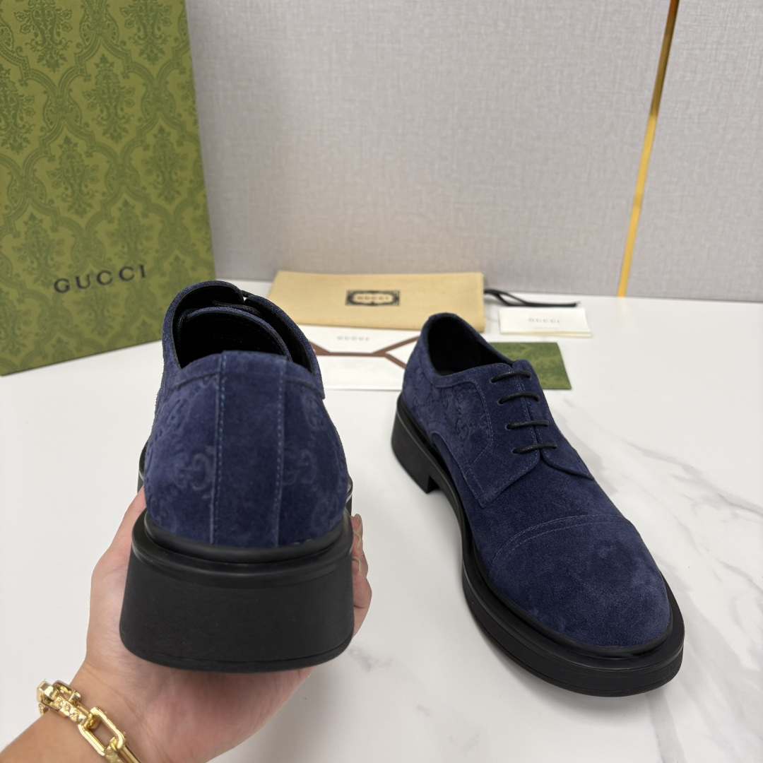 💋💍G家新品 古-驰 GUCC* 压花男士厚底GG细节系带德比鞋皮鞋 官方 9,500 Gucc* 鞋履
