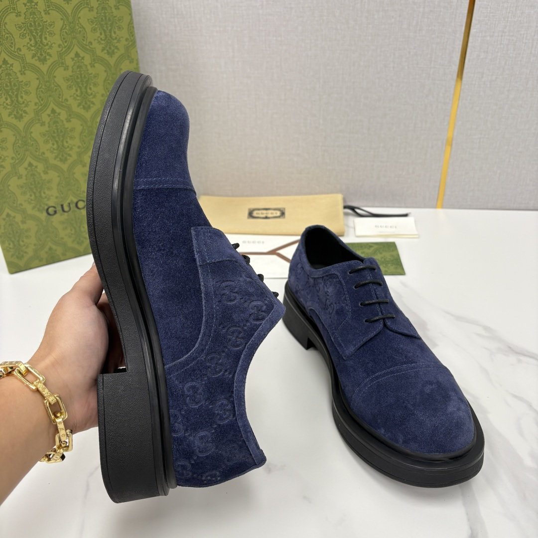 💋💍G家新品 古-驰 GUCC* 压花男士厚底GG细节系带德比鞋皮鞋 官方 9,500 Gucc* 鞋履