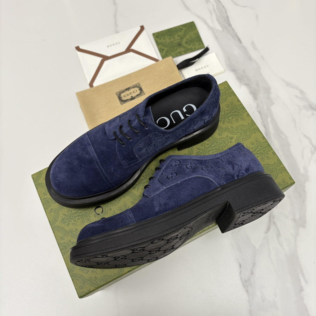 💋💍G家新品 古-驰 GUCC* 压花男士厚底GG细节系带德比鞋皮鞋 官方 9,500 Gucc* 鞋履
