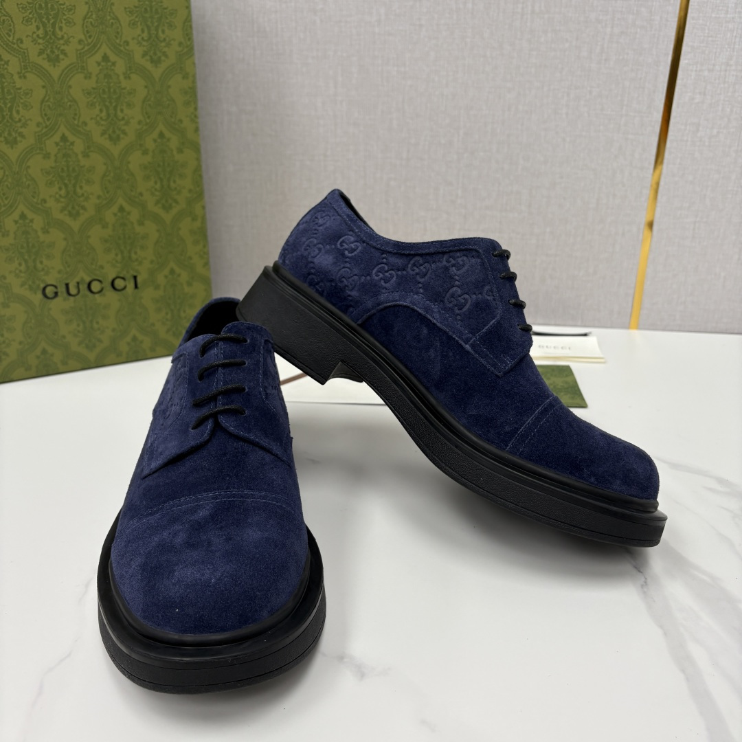 💋💍G家新品 古-驰 GUCC* 压花男士厚底GG细节系带德比鞋皮鞋 官方 9,500 Gucc* 鞋履