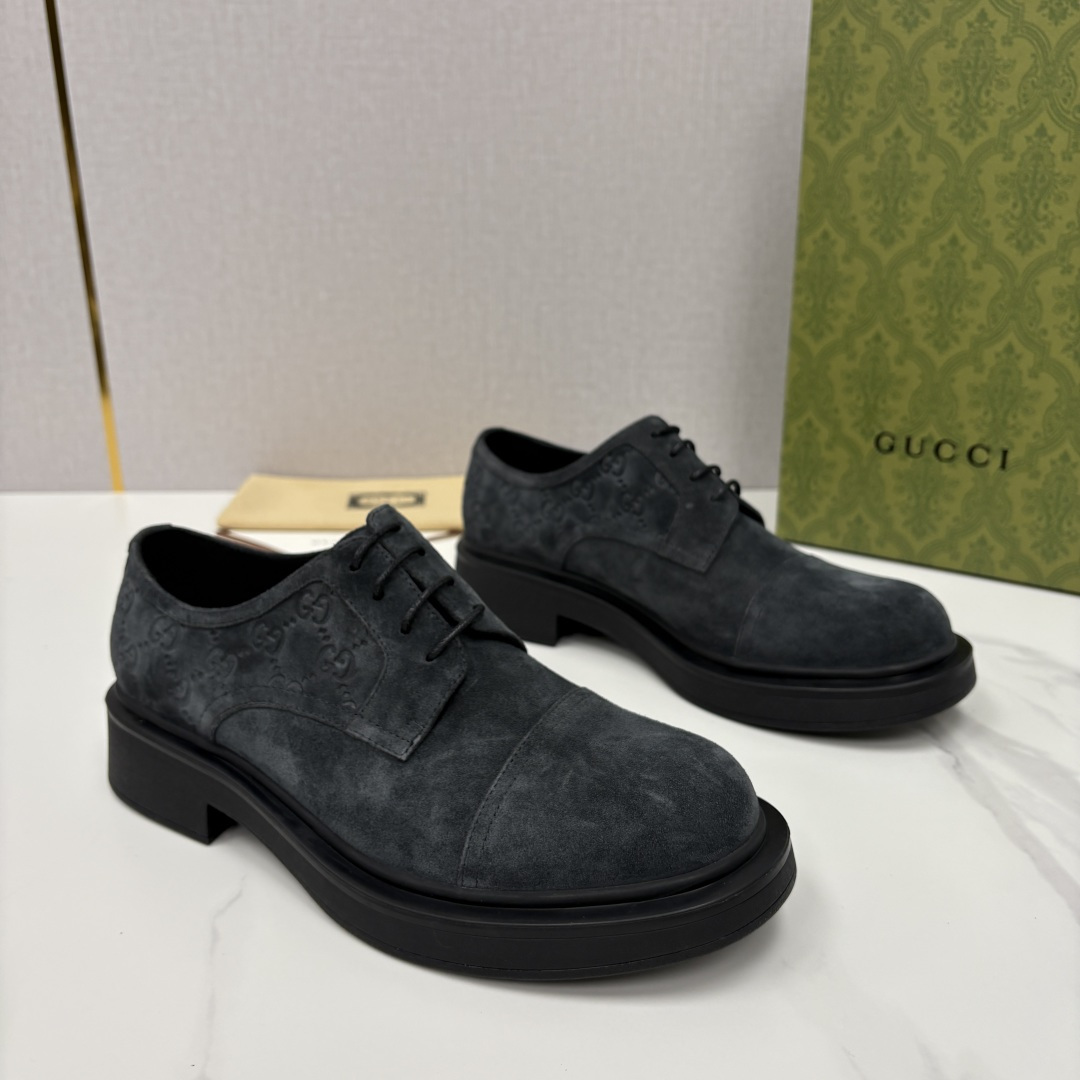 💋💍G家新品 古-驰 GUCC* 压花男士厚底GG细节系带德比鞋皮鞋 官方 9,500 Gucc* 鞋履