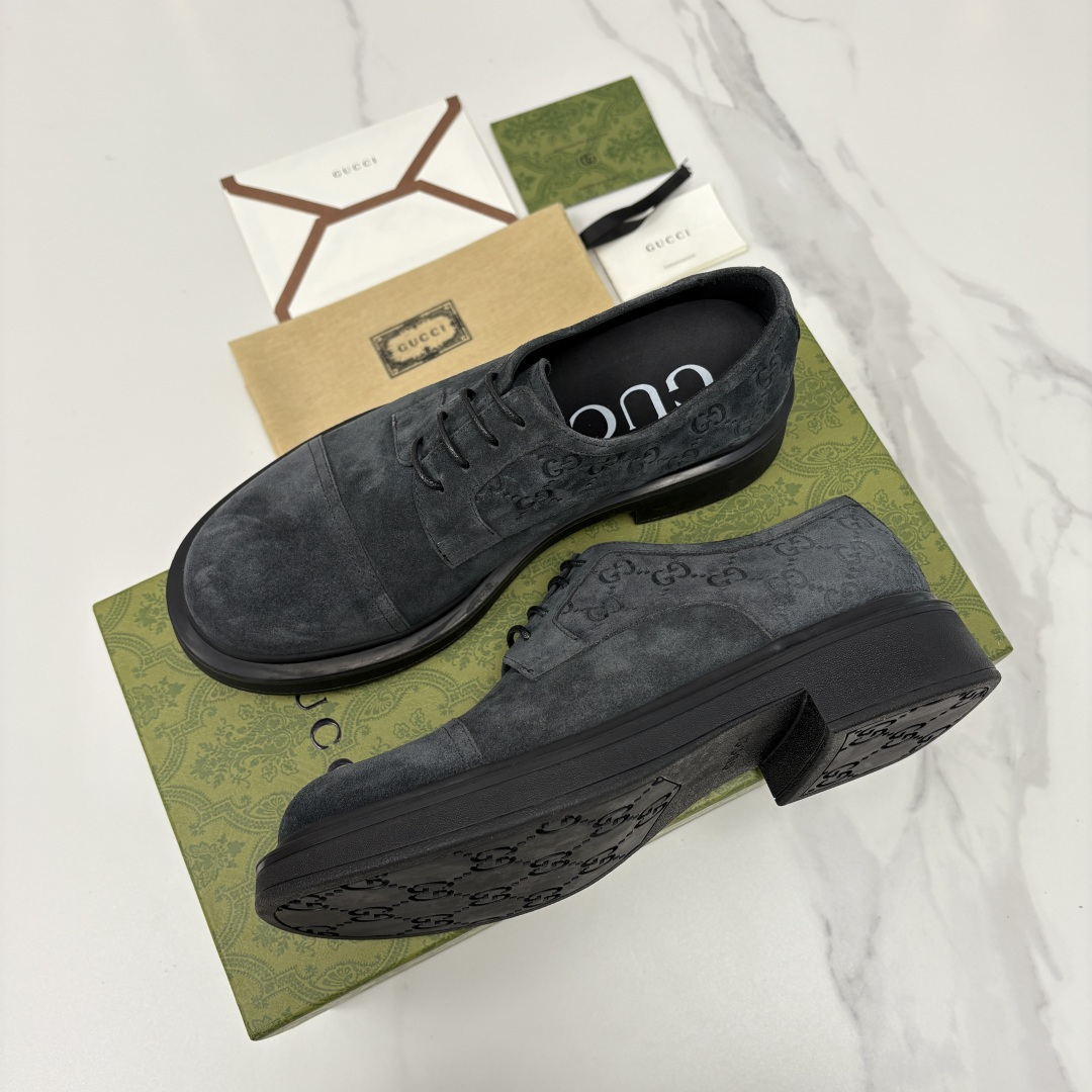 💋💍G家新品 古-驰 GUCC* 压花男士厚底GG细节系带德比鞋皮鞋 官方 9,500 Gucc* 鞋履