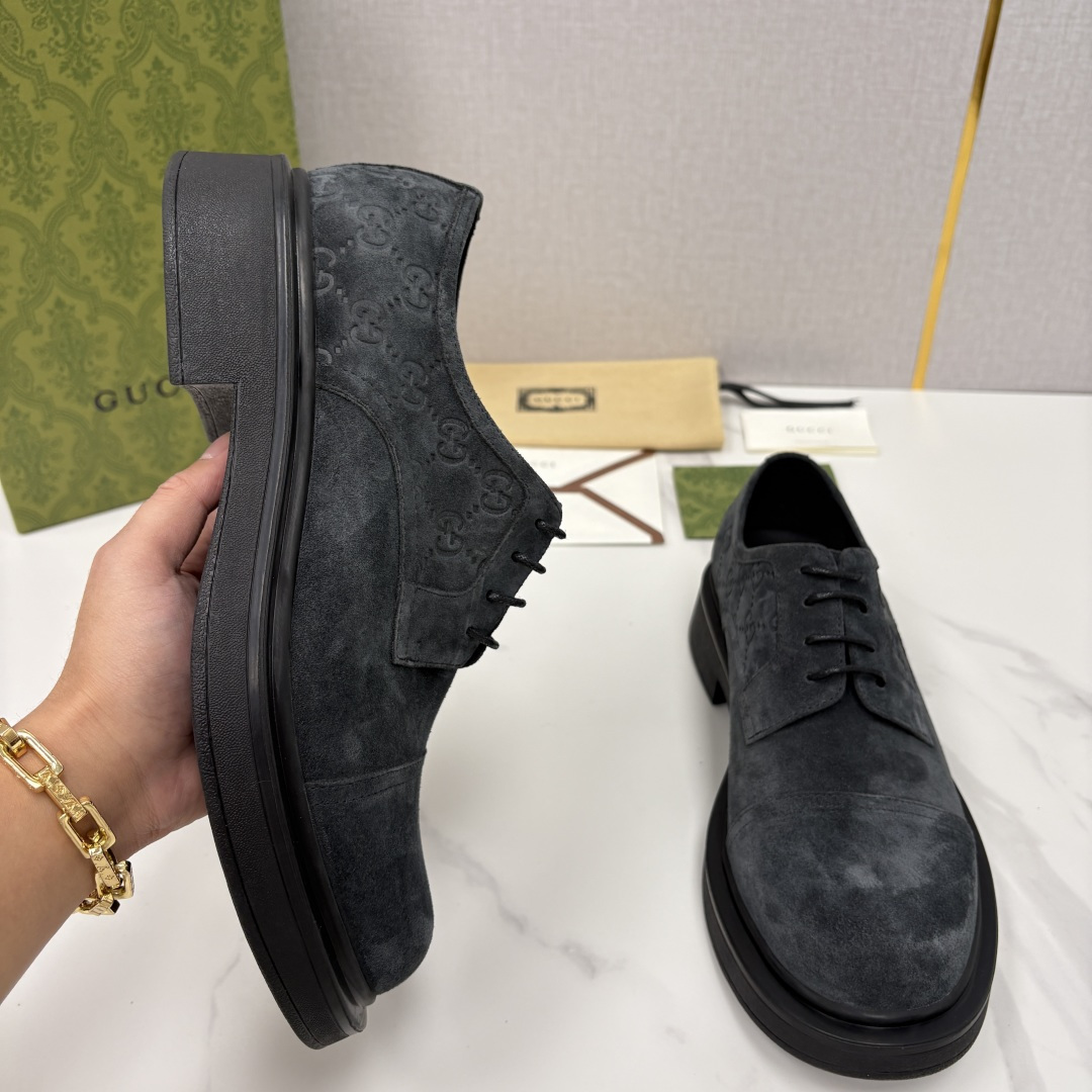 💋💍G家新品 古-驰 GUCC* 压花男士厚底GG细节系带德比鞋皮鞋 官方 9,500 Gucc* 鞋履