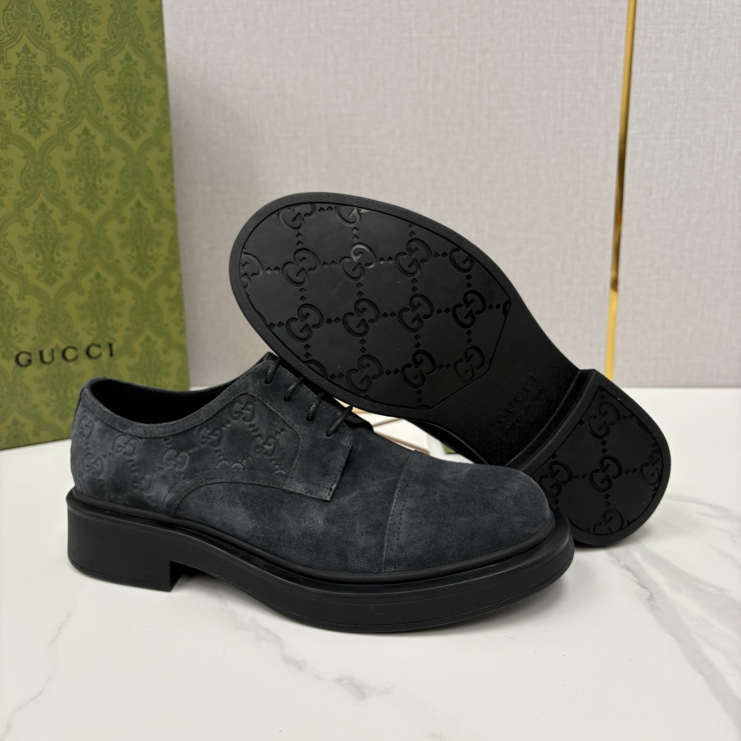 💋💍G家新品 古-驰 GUCC* 压花男士厚底GG细节系带德比鞋皮鞋 官方 9,500 Gucc* 鞋履