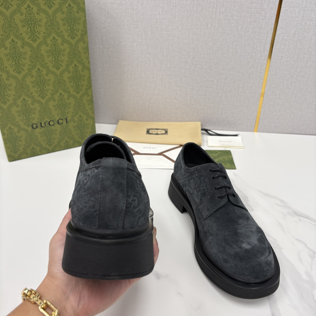 💋💍G家新品 古-驰 GUCC* 压花男士厚底GG细节系带德比鞋皮鞋 官方 9,500 Gucc* 鞋履