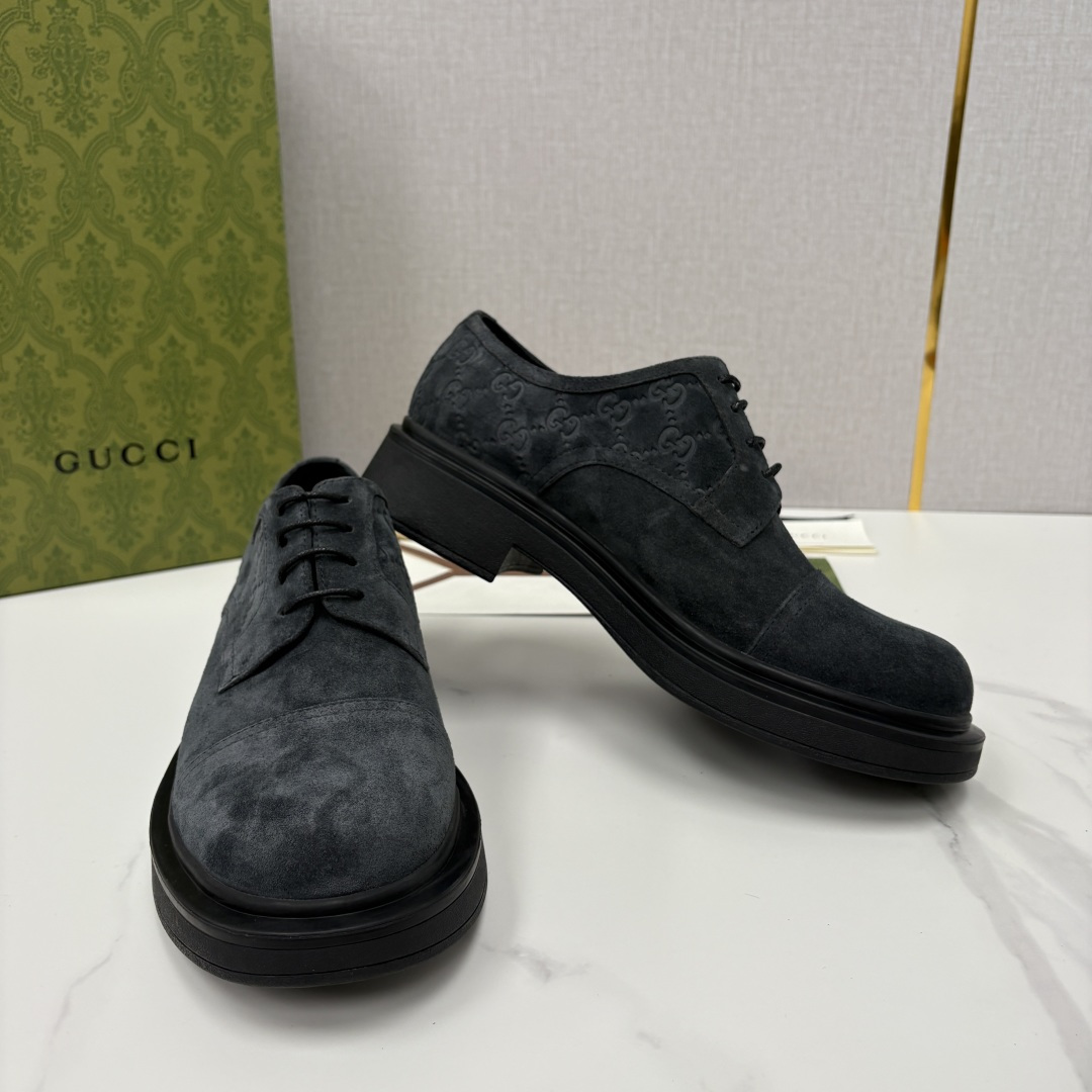💋💍G家新品 古-驰 GUCC* 压花男士厚底GG细节系带德比鞋皮鞋 官方 9,500 Gucc* 鞋履