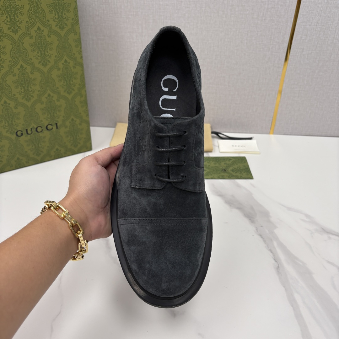 💋💍G家新品 古-驰 GUCC* 压花男士厚底GG细节系带德比鞋皮鞋 官方 9,500 Gucc* 鞋履
