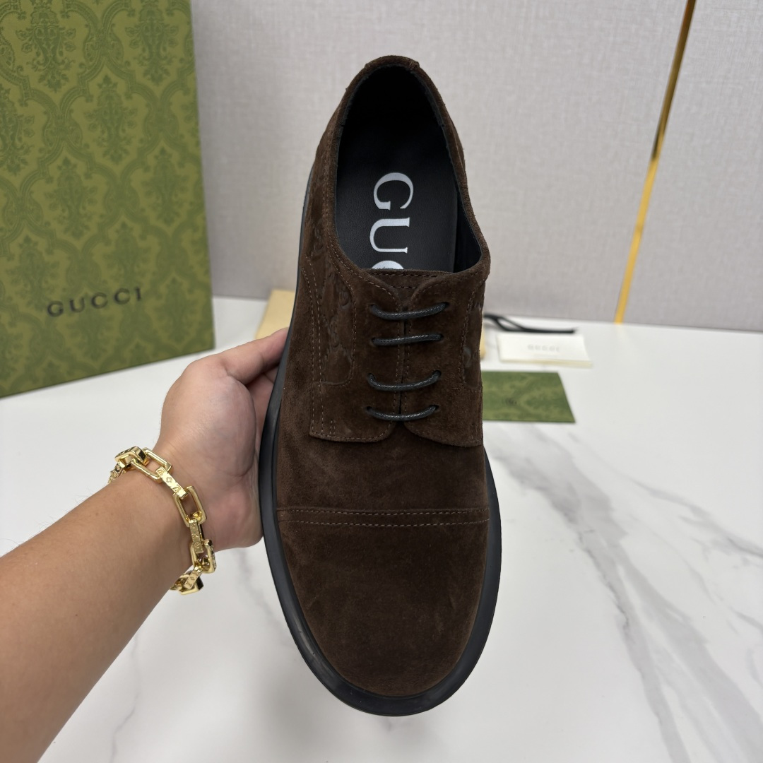 💋💍G家新品 古-驰 GUCC* 压花男士厚底GG细节系带德比鞋皮鞋 官方 9,500 Gucc* 鞋履