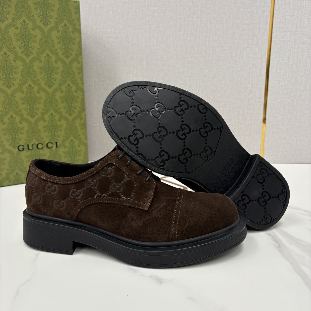 💋💍G家新品 古-驰 GUCC* 压花男士厚底GG细节系带德比鞋皮鞋 官方 9,500 Gucc* 鞋履