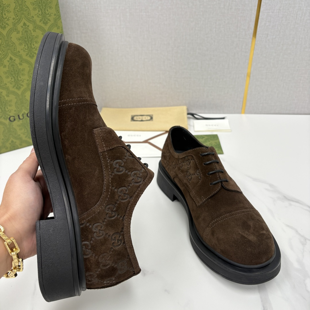 💋💍G家新品 古-驰 GUCC* 压花男士厚底GG细节系带德比鞋皮鞋 官方 9,500 Gucc* 鞋履