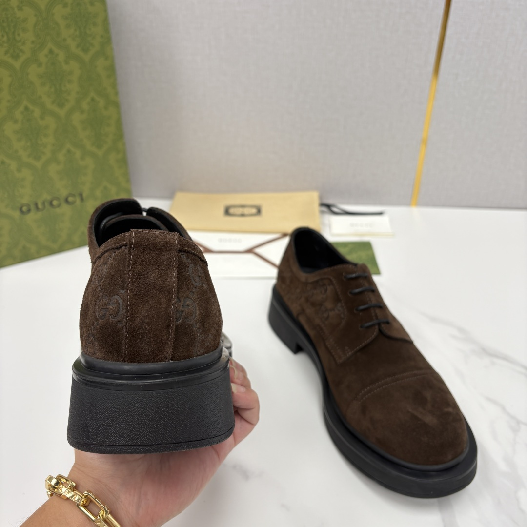 💋💍G家新品 古-驰 GUCC* 压花男士厚底GG细节系带德比鞋皮鞋 官方 9,500 Gucc* 鞋履
