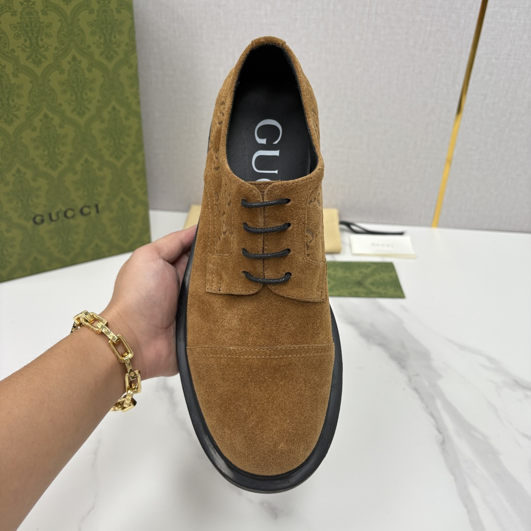 💋💍G家新品 古-驰 GUCC* 压花男士厚底GG细节系带德比鞋皮鞋 官方 9,500 Gucc* 鞋履