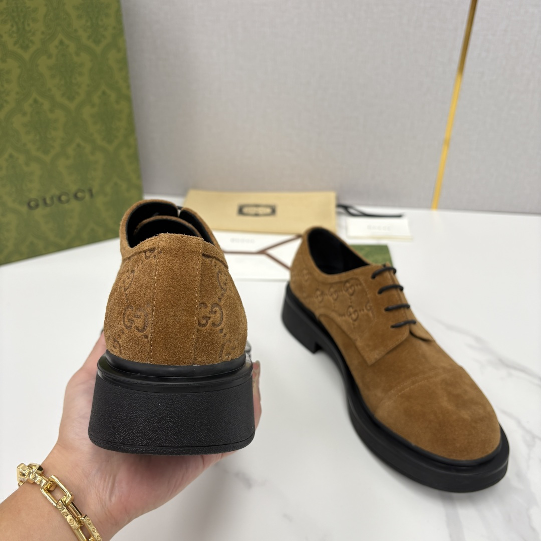 💋💍G家新品 古-驰 GUCC* 压花男士厚底GG细节系带德比鞋皮鞋 官方 9,500 Gucc* 鞋履