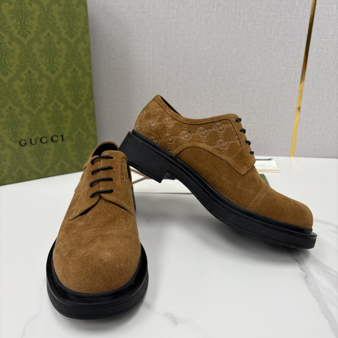 💋💍G家新品 古-驰 GUCC* 压花男士厚底GG细节系带德比鞋皮鞋 官方 9,500 Gucc* 鞋履