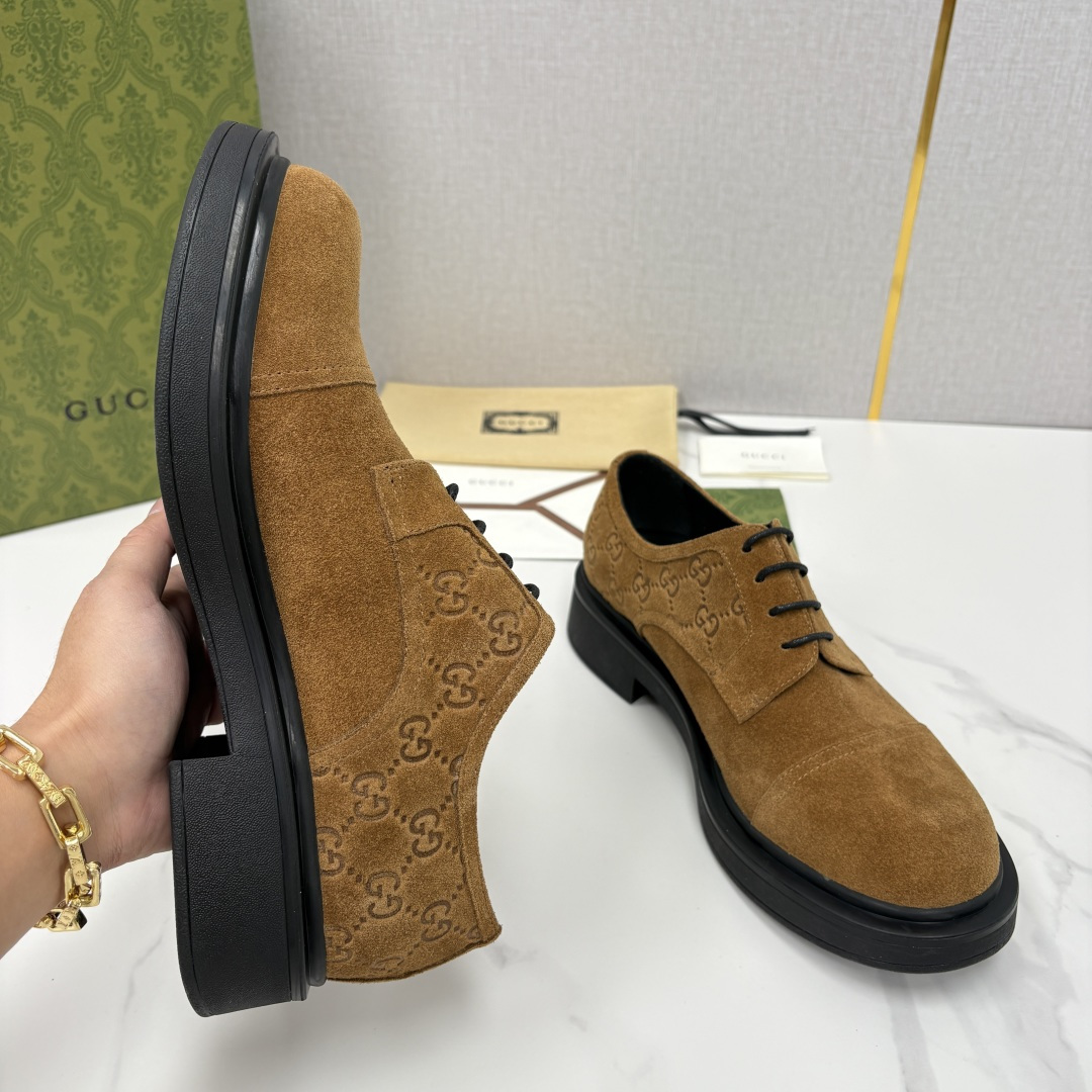 💋💍G家新品 古-驰 GUCC* 压花男士厚底GG细节系带德比鞋皮鞋 官方 9,500 Gucc* 鞋履