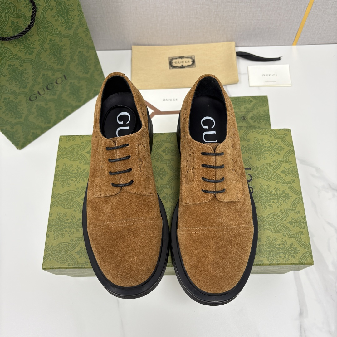 💋💍G家新品 古-驰 GUCC* 压花男士厚底GG细节系带德比鞋皮鞋 官方 9,500 Gucc* 鞋履