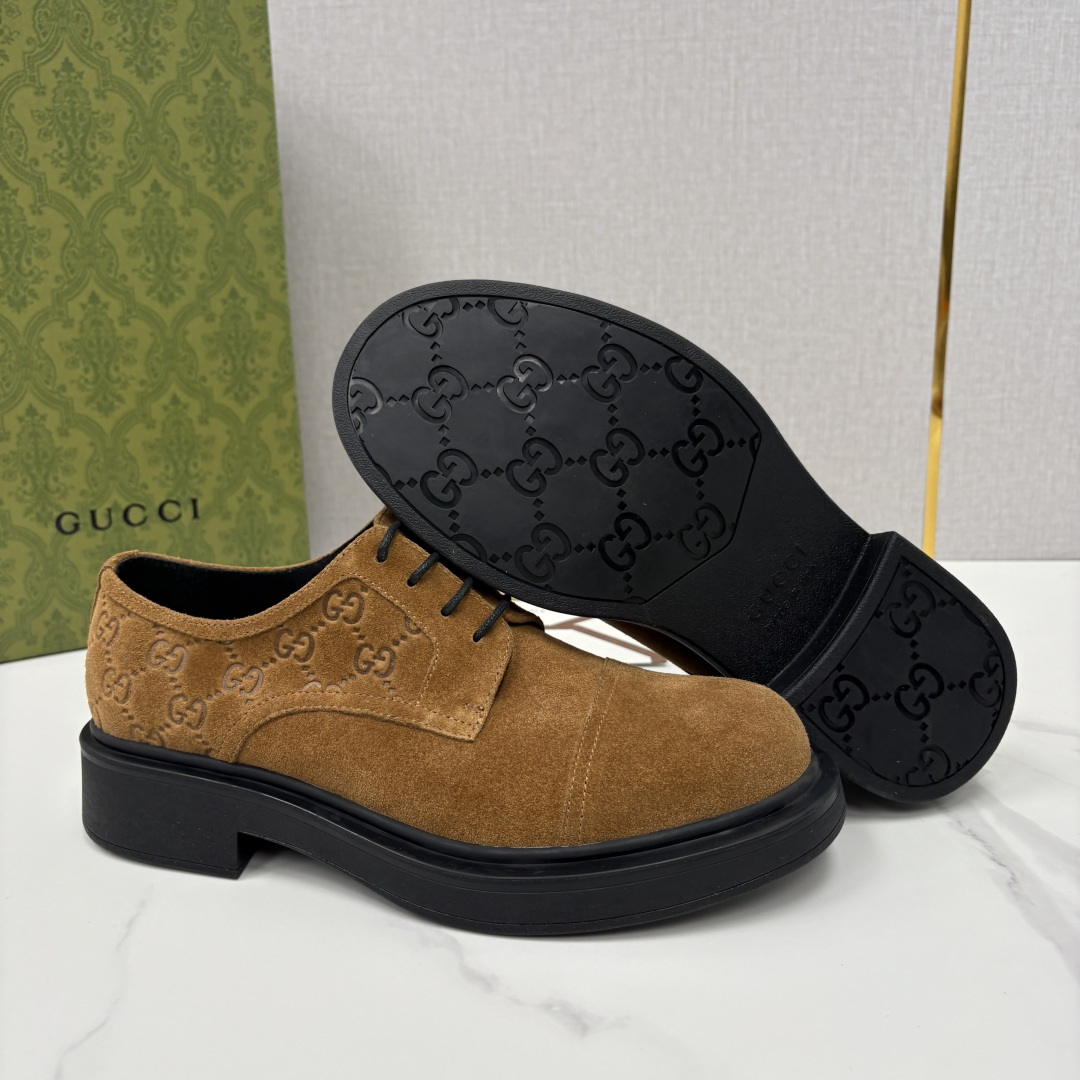 💋💍G家新品 古-驰 GUCC* 压花男士厚底GG细节系带德比鞋皮鞋 官方 9,500 Gucc* 鞋履