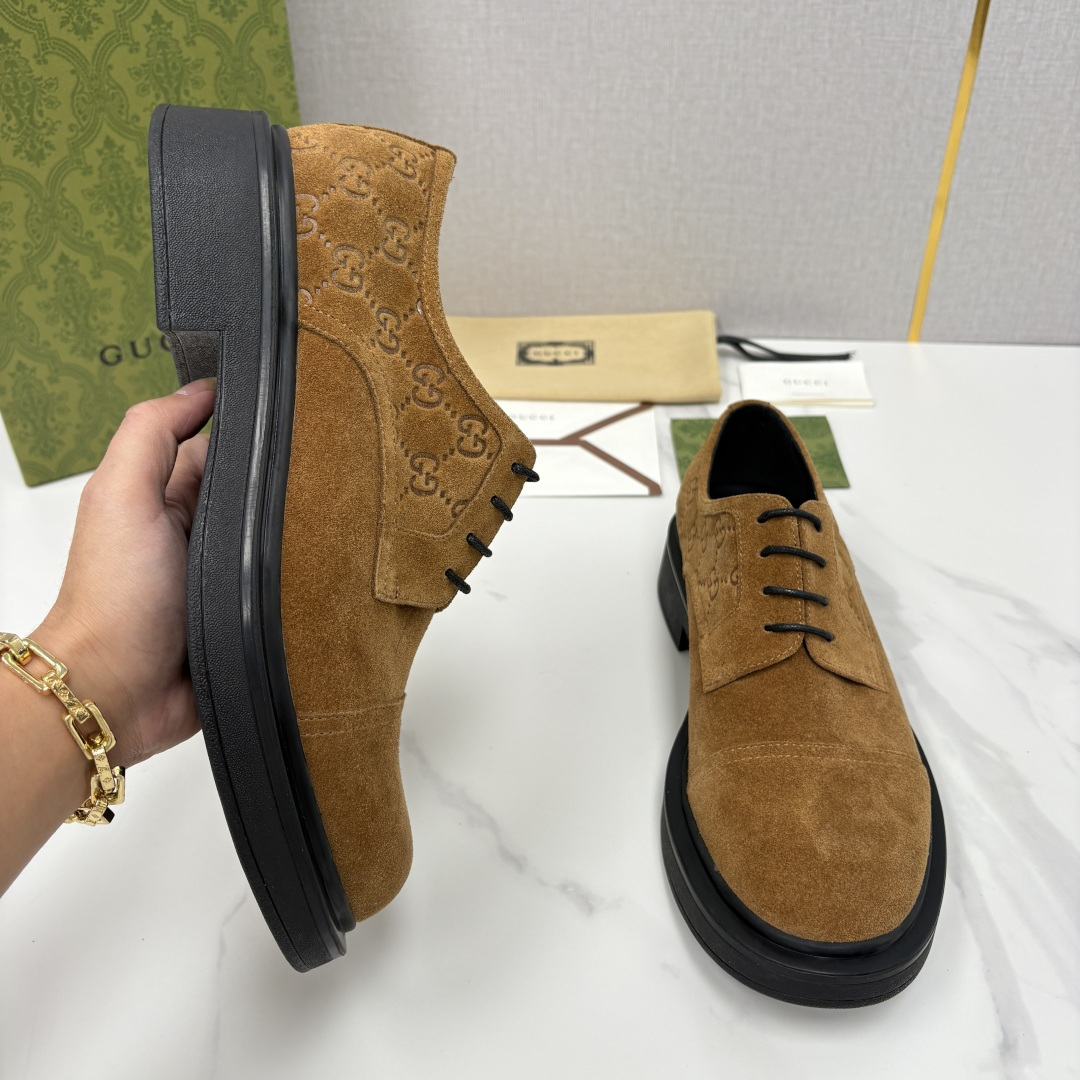 💋💍G家新品 古-驰 GUCC* 压花男士厚底GG细节系带德比鞋皮鞋 官方 9,500 Gucc* 鞋履
