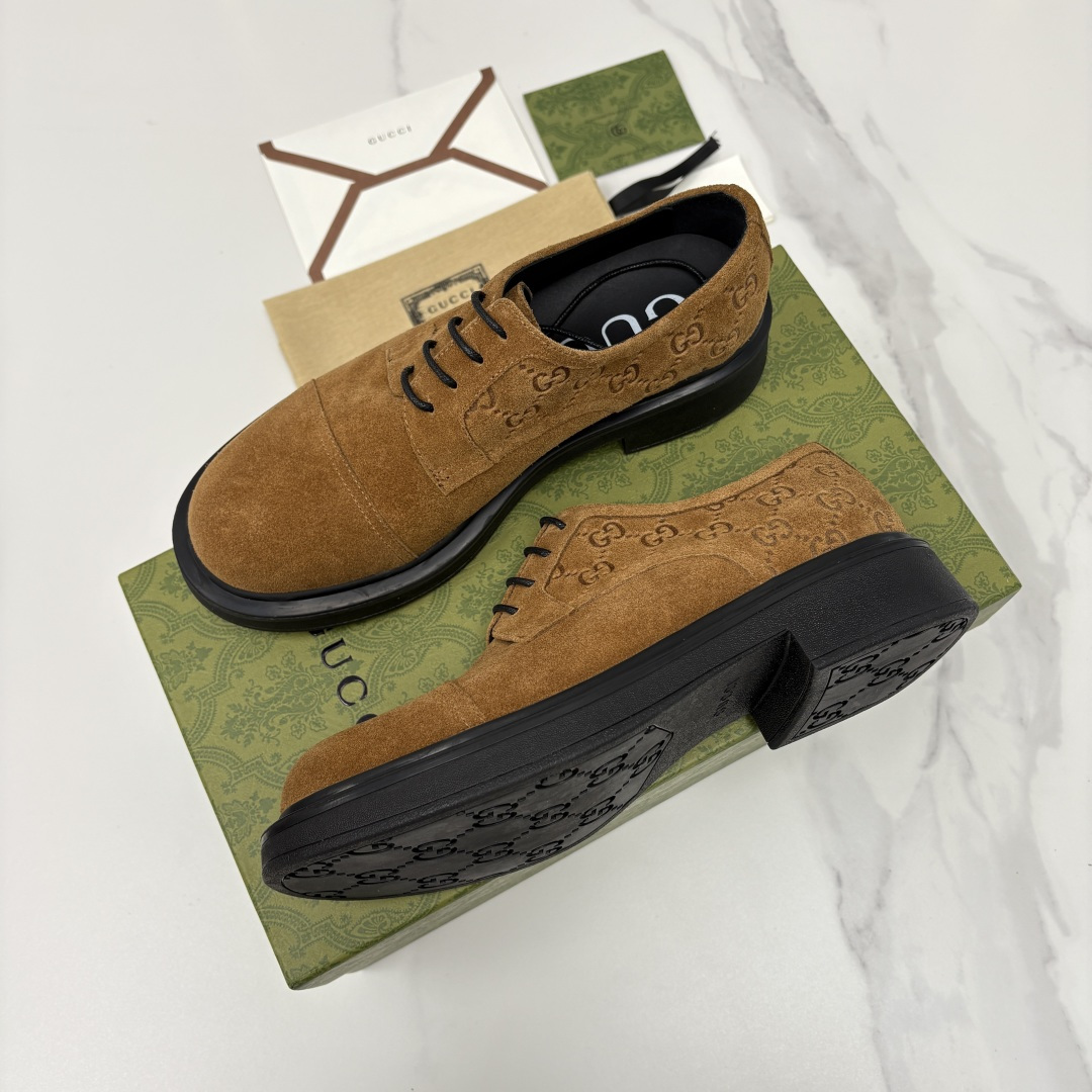 💋💍G家新品 古-驰 GUCC* 压花男士厚底GG细节系带德比鞋皮鞋 官方 9,500 Gucc* 鞋履
