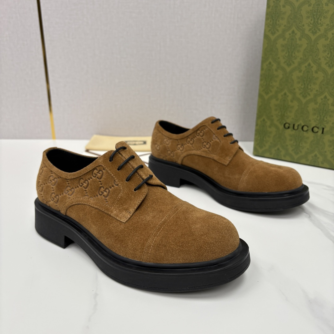 💋💍G家新品 古-驰 GUCC* 压花男士厚底GG细节系带德比鞋皮鞋 官方 9,500 Gucc* 鞋履