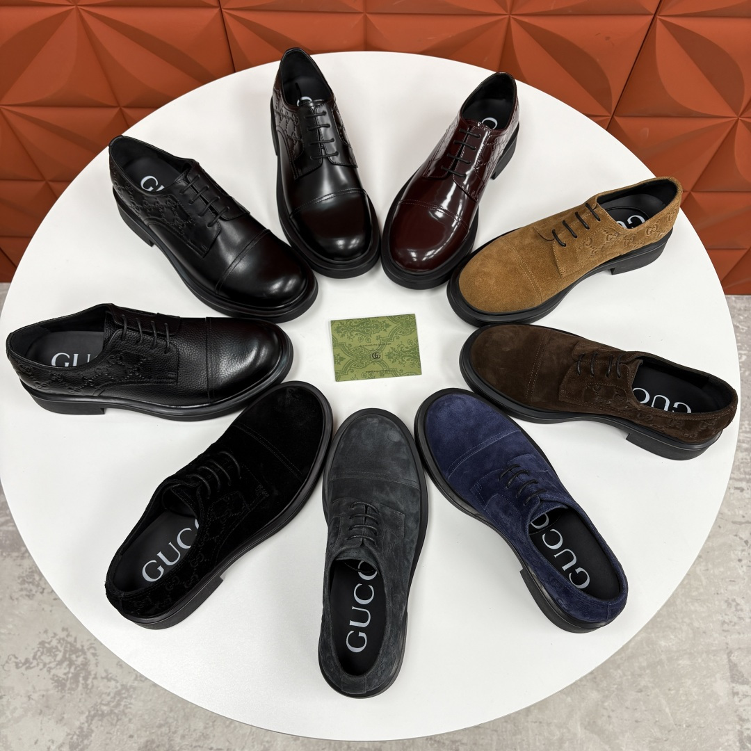 💋💍G家新品 古-驰 GUCC* 压花男士厚底GG细节系带德比鞋皮鞋 官方 9,500 Gucc* 鞋履
