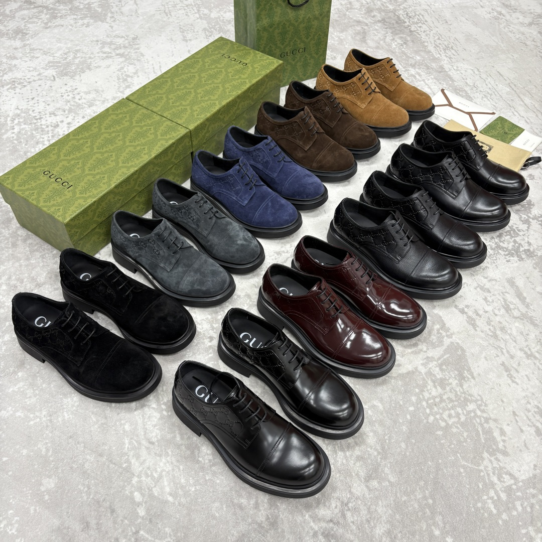 💋💍G家新品 古-驰 GUCC* 压花男士厚底GG细节系带德比鞋皮鞋 官方 9,500 Gucc* 鞋履